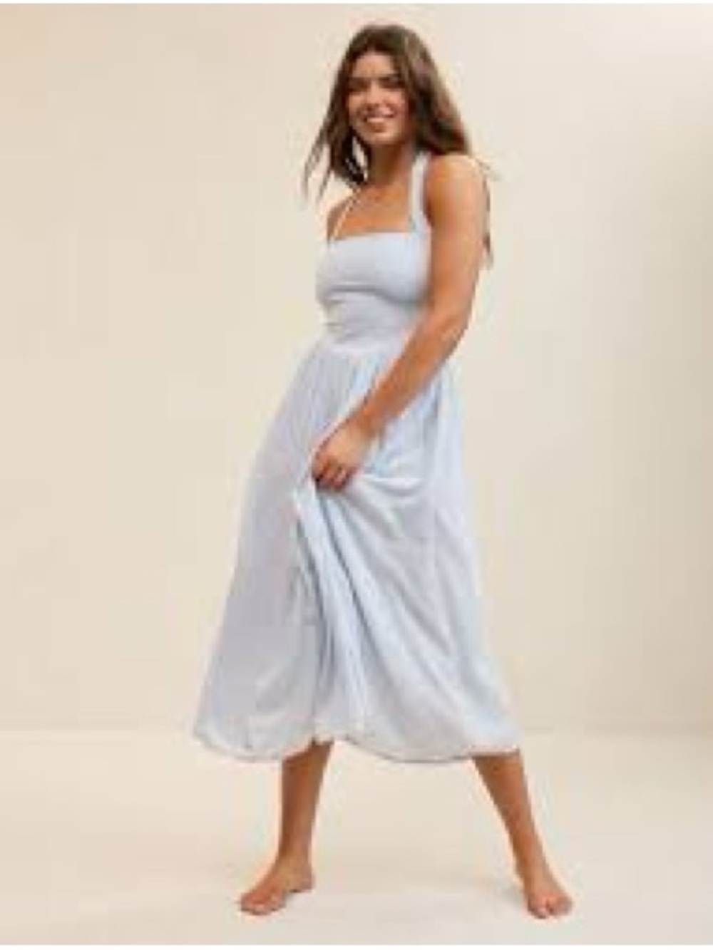 NWOT Aerie Blue Halter Tie Midi Maxi Dress Size Medium 🩵